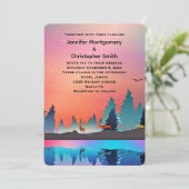 Schilderachtig wintermeer met deer Wedding Kaart (Staand voorkant)