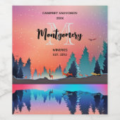 Schilderachtig wintermeer met Deer Wine Making Wijn Etiket (Enkel label)