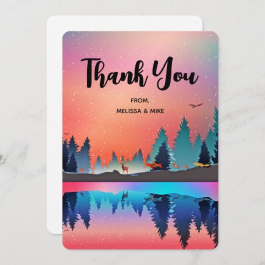 Schilderachtig wintermeer met kerst met meer kerst bedankkaart (Voorkant / Achterkant)