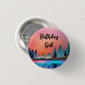Schilderachtig wintermeer van Birthday Girl met De Ronde Button 3,2 Cm (Voorkant /achterkant)