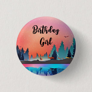 Schilderachtig wintermeer van Birthday Girl met De Ronde Button 3,2 Cm