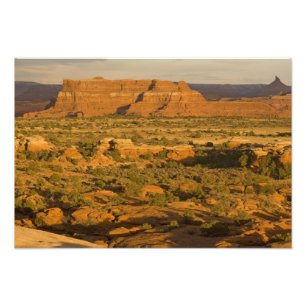 Schilderachtig winterwoestijnlandschap op weg naar foto afdruk