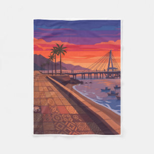 Schilderachtig zandkust zonsondergang landschap fl fleece deken