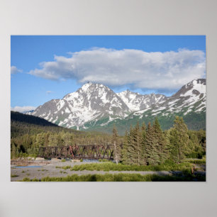 Schilderachtig zeewaarts langs Chugach National Fo Poster