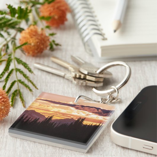 Schilderachtig Zonnegebergte Oerwoud Pijnbomen Her Sleutelhanger (Voorkant Rechts)