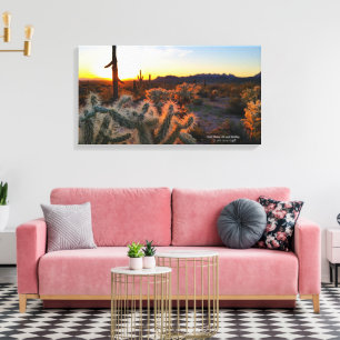 Schilderachtig zonsondergang Arizona cactus foto Canvas Afdruk