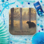 Schilderachtig zwarte Beer Birthday Papieren Bordje (Feest)