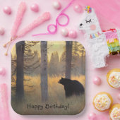 Schilderachtig zwarte Beer Birthday Papieren Bordje (Feest)