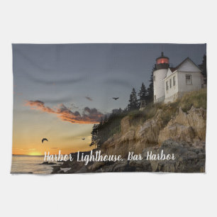 Schilderachtige Bar Harbor Vuurtoren Theedoek