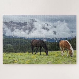 Schilderachtige bergpaarden landschap legpuzzel