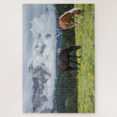 Schilderachtige bergpaarden landschap legpuzzel (Verticaal)
