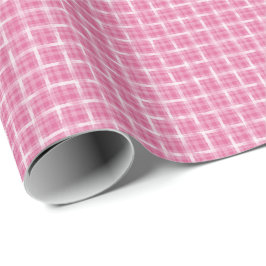 Schilderachtige Bessengroze Gestreepte Plaid Cadeaupapier