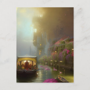 Schilderachtige bloemboot gracht Digitale Kunst Briefkaart