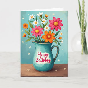 Schilderachtige bloemen verjaardagskaart kaart