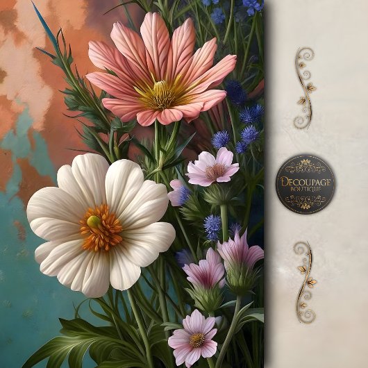 Schilderachtige Cosmos Bloemendecoupeer Tissuepapier