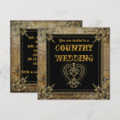 Schilderachtige country western saloon bruiloft kaart (Voorkant / Achterkant)