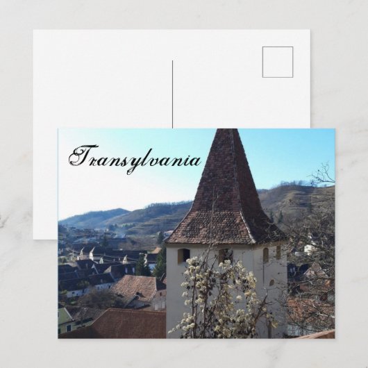 Schilderachtige dorpstoren Transsylvanië Briefkaart (Voorkant / Achterkant)