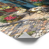 Schilderachtige Europese Cobblestone Cafe Street S Poster (Hoek)