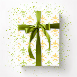 Schilderachtige Fleur de Lis in Palm en Geel Cadeaupapier