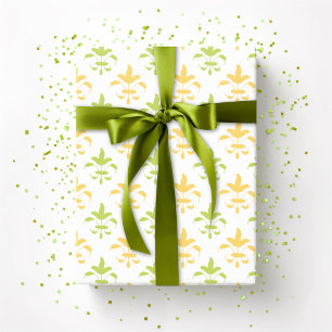 Schilderachtige Fleur de Lis in Palm en Geel Cadeaupapier