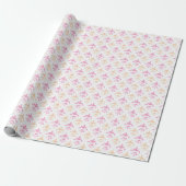 Schilderachtige Fleur de Lis in Roze en Oranje Cadeaupapier (Uitgerold)