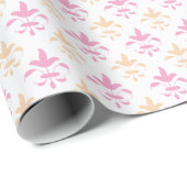 Schilderachtige Fleur de Lis in Roze en Oranje Cadeaupapier (Rol Hoek)