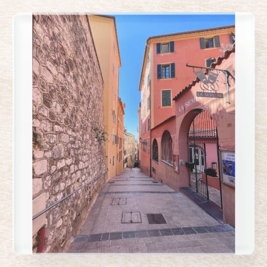 Schilderachtige Franse steegjes Glazen Onderzetter (Voorkant)