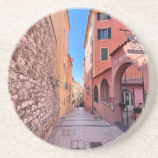 Schilderachtige Franse steegjes Zandsteen Onderzetter (Voorkant)