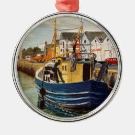 Schilderachtige Galway City Ierland Vissersboot Metalen Ornament