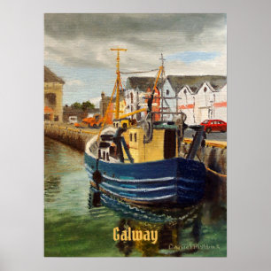 Schilderachtige Galway City Ierland Vissersboot Poster
