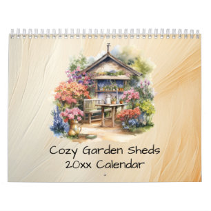 Schilderachtige gezellige tuinschuren met bloemen kalender