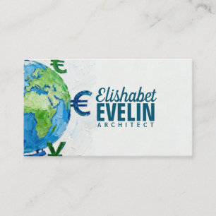Schilderachtige Globe met Mondiale Valuta f32 Visitekaartje