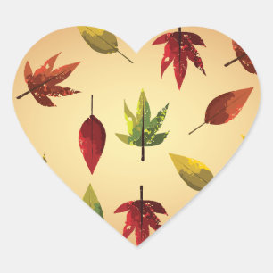 Schilderachtige Herfstbladeren Hart Sticker