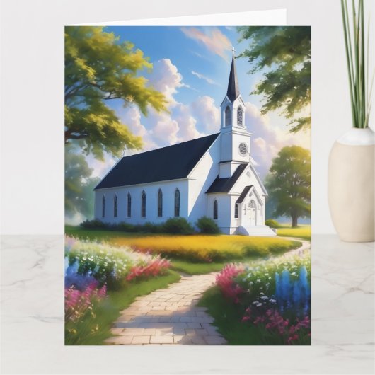 Schilderachtige kerk in het land kaart (Voorkant)