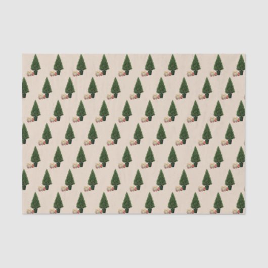 Schilderachtige kerstscène beige tissuepapier (Voorkant)