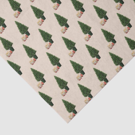 Schilderachtige kerstscène beige tissuepapier (Detail)