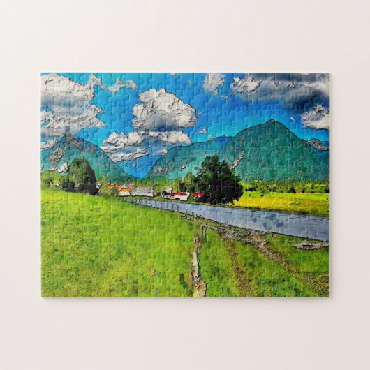 Schilderachtige Kunstenaar Geschilderd Landschap B Legpuzzel (Horizontaal)