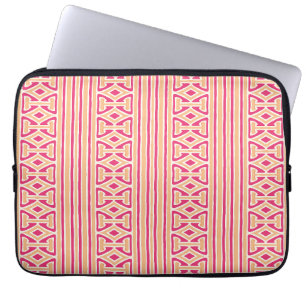 Schilderachtige latwerkstreep in roze en oranje laptop sleeve