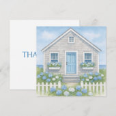 Schilderachtige Nantucket Waterverf Summer Cottage Bedankkaart (Voorkant / Achterkant)