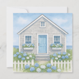 Schilderachtige Nantucket Waterverf Summer Cottage Bedankkaart