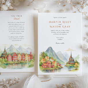 Schilderachtige Noorse Fjord bruiloft Kaart