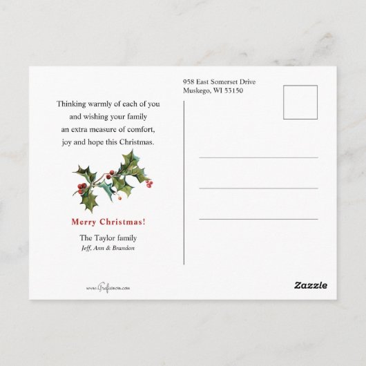 Schilderachtige nostalgische  rustieke winterscène briefkaart (Achterkant)