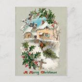 Schilderachtige nostalgische  rustieke winterscène briefkaart (Voorkant)