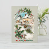 Schilderachtige nostalgische rustieke winterscène feestdagenkaart (Staand voorkant)