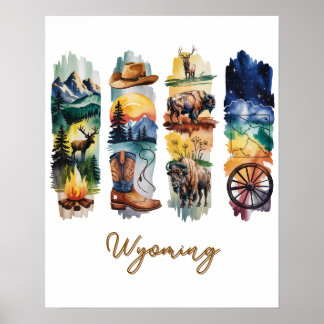 Schilderachtige penseelstreken in Wyoming Poster