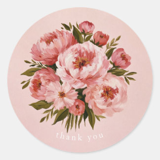 Schilderachtige Pioen Dank je Ronde Sticker