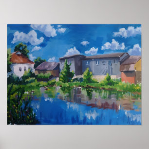Schilderachtige Poster van Meer en Platteland