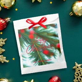Schilderachtige Rode Bes en Dennenboomtak Kerstmis Bedankzakje