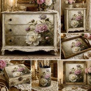 Schilderachtige Roze Pioenboeket Decoupage Tissuepapier