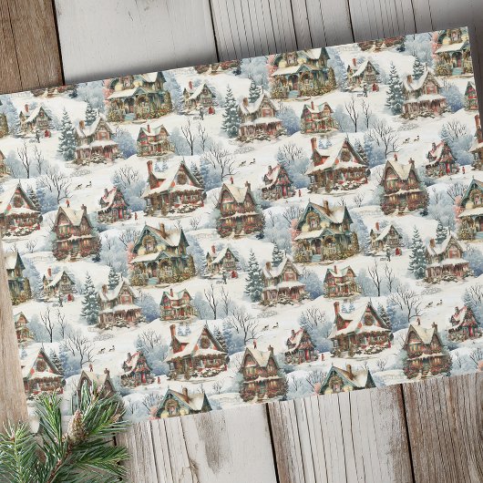 Schilderachtige rustieke met sneeuw bedekte Victor Tissuepapier